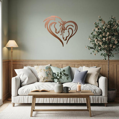 Horse Love Heart Sign | Romantic Steel Wall Art | Made in USA