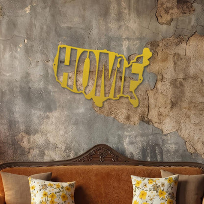 USA Map Home Steel Sign | Patriotic Metal Wall Art | Made in USA