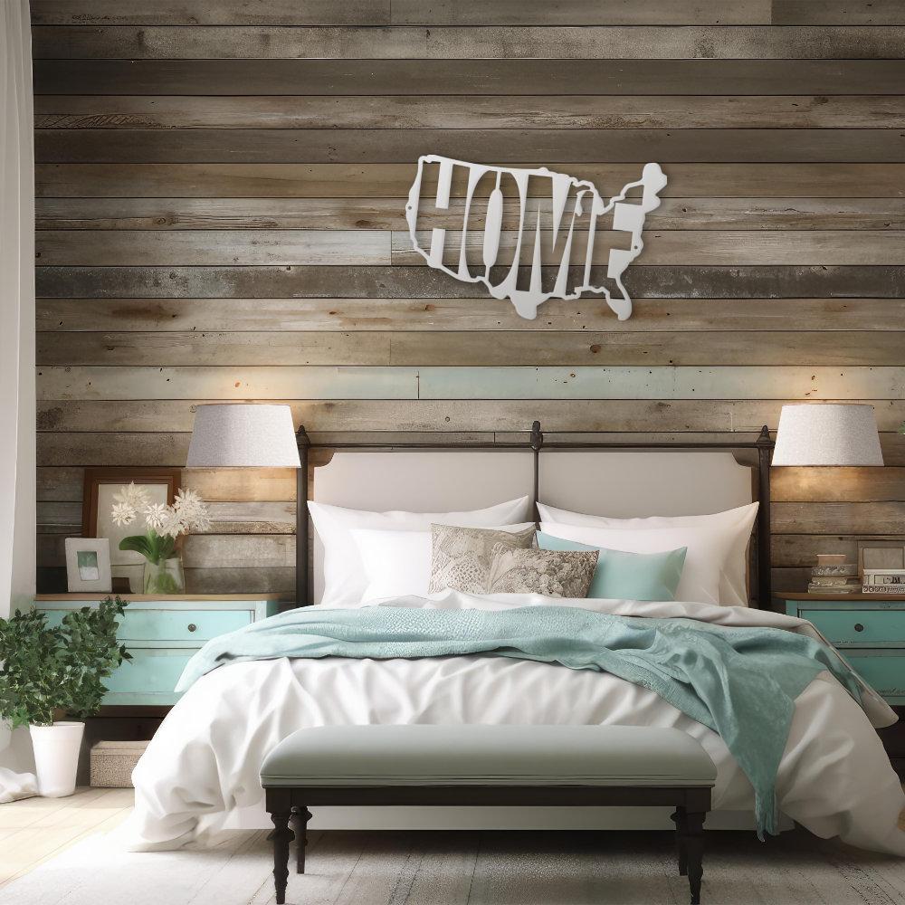 USA Map Home Steel Sign | Patriotic Metal Wall Art | Made in USA