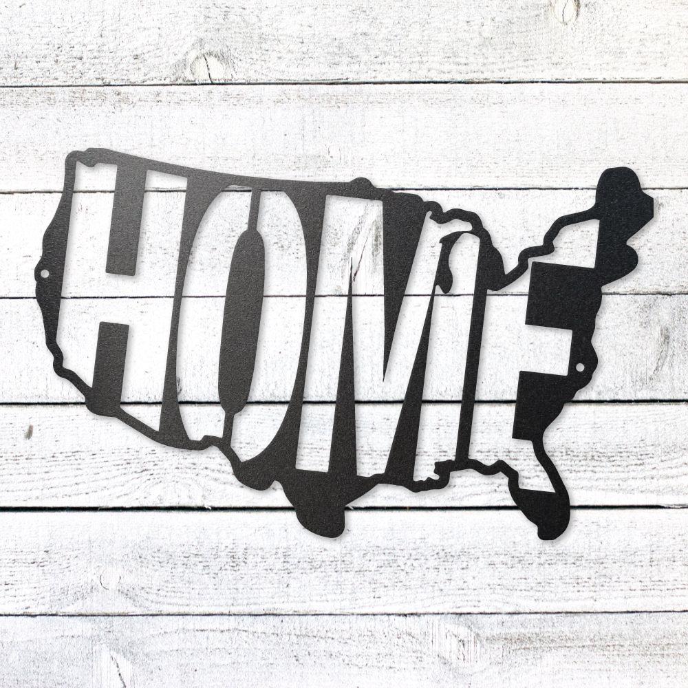 USA Map Home Steel Sign | Patriotic Metal Wall Art | Made in USA