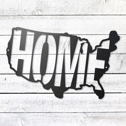 USA Map Home Steel Sign | Patriotic Metal Wall Art | Made in USA