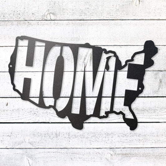 USA Map Home Steel Sign | Patriotic Metal Wall Art | Made in USA