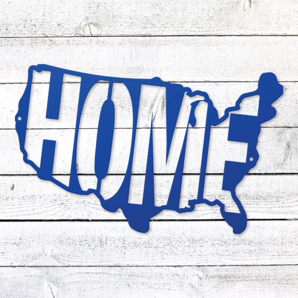 USA Map Home Steel Sign | Patriotic Metal Wall Art | Made in USA