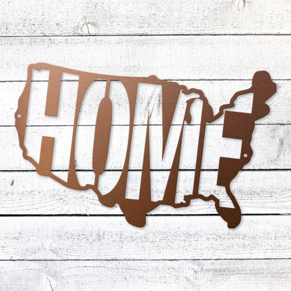USA Map Home Steel Sign | Patriotic Metal Wall Art | Made in USA