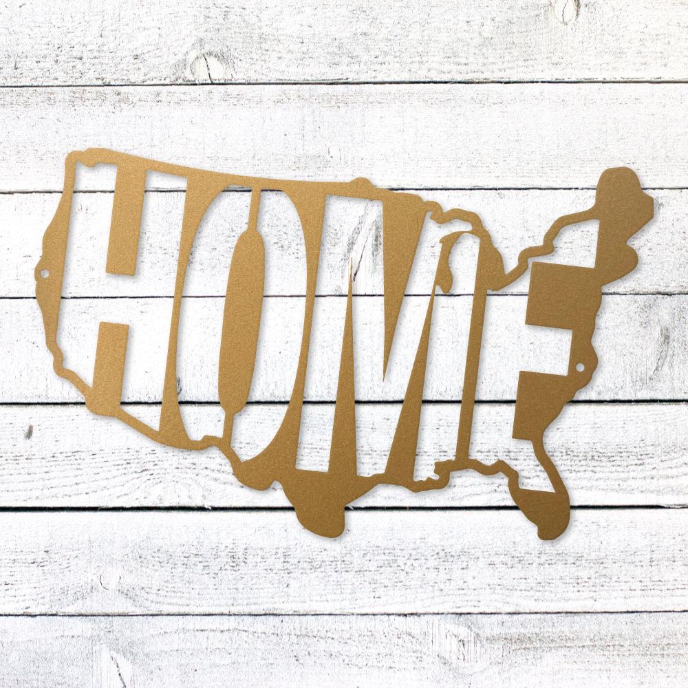 USA Map Home Steel Sign | Patriotic Metal Wall Art | Made in USA