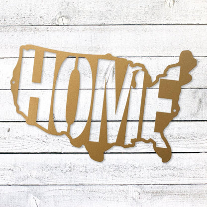 USA Map Home Steel Sign | Patriotic Metal Wall Art | Made in USA
