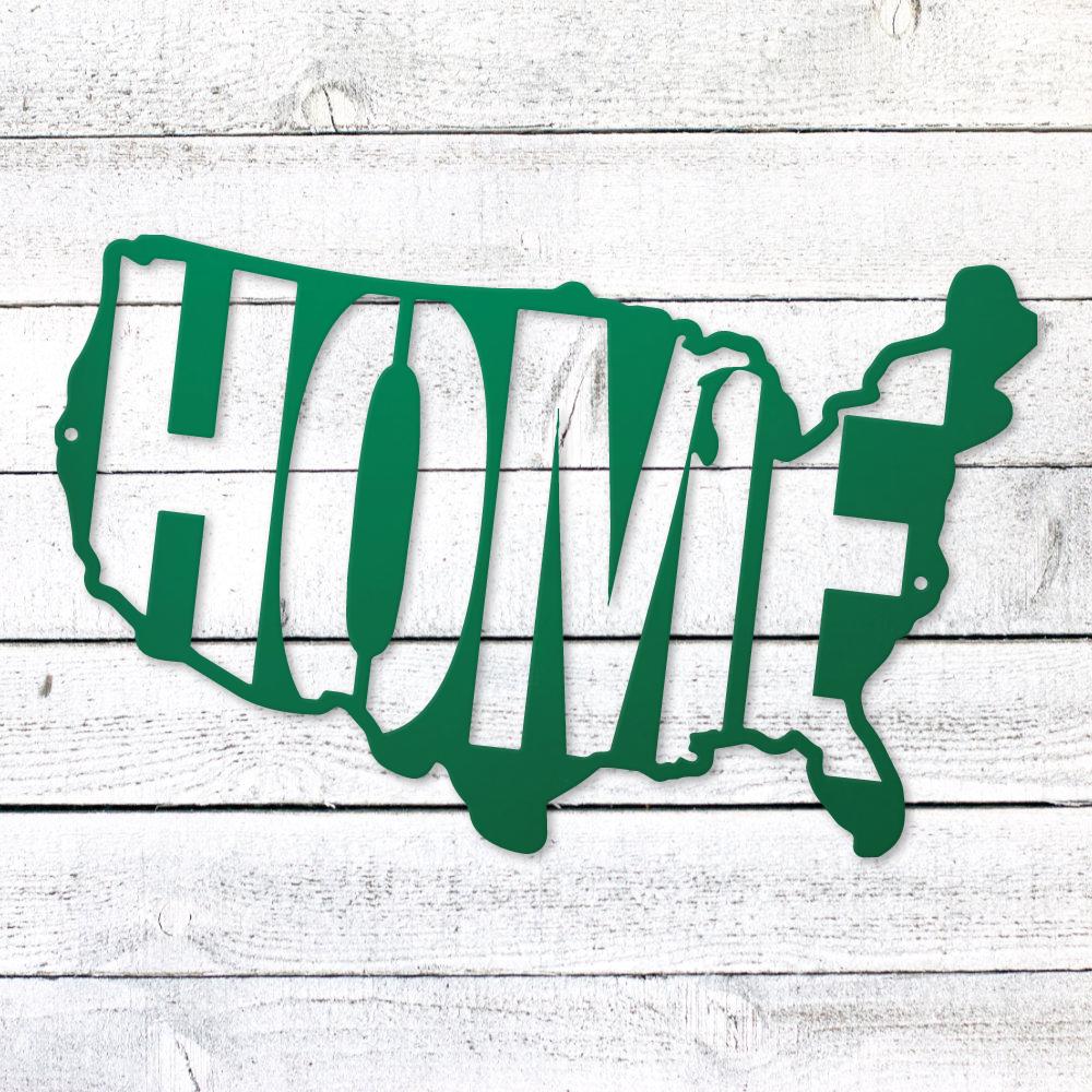 USA Map Home Steel Sign | Patriotic Metal Wall Art | Made in USA