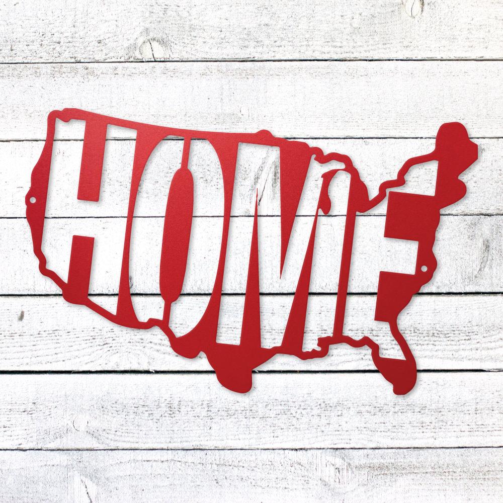 USA Map Home Steel Sign | Patriotic Metal Wall Art | Made in USA