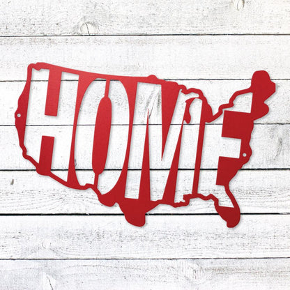 USA Map Home Steel Sign | Patriotic Metal Wall Art | Made in USA