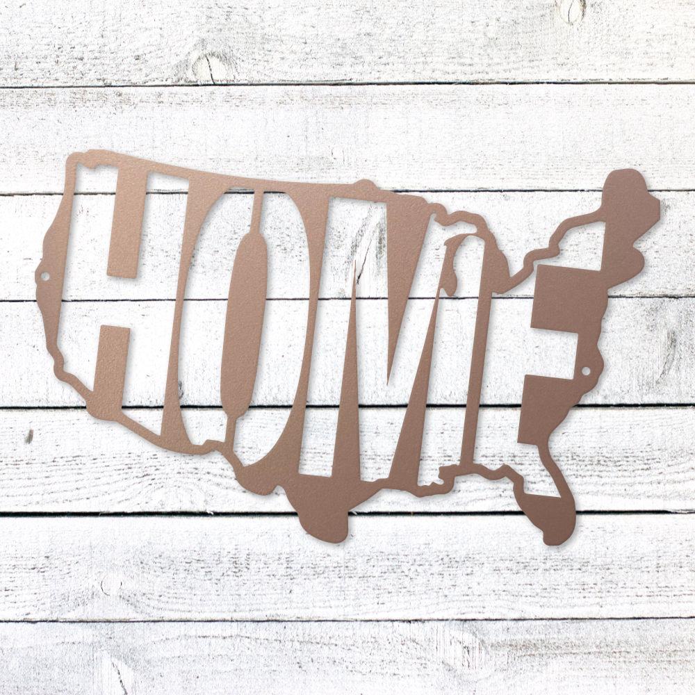USA Map Home Steel Sign | Patriotic Metal Wall Art | Made in USA