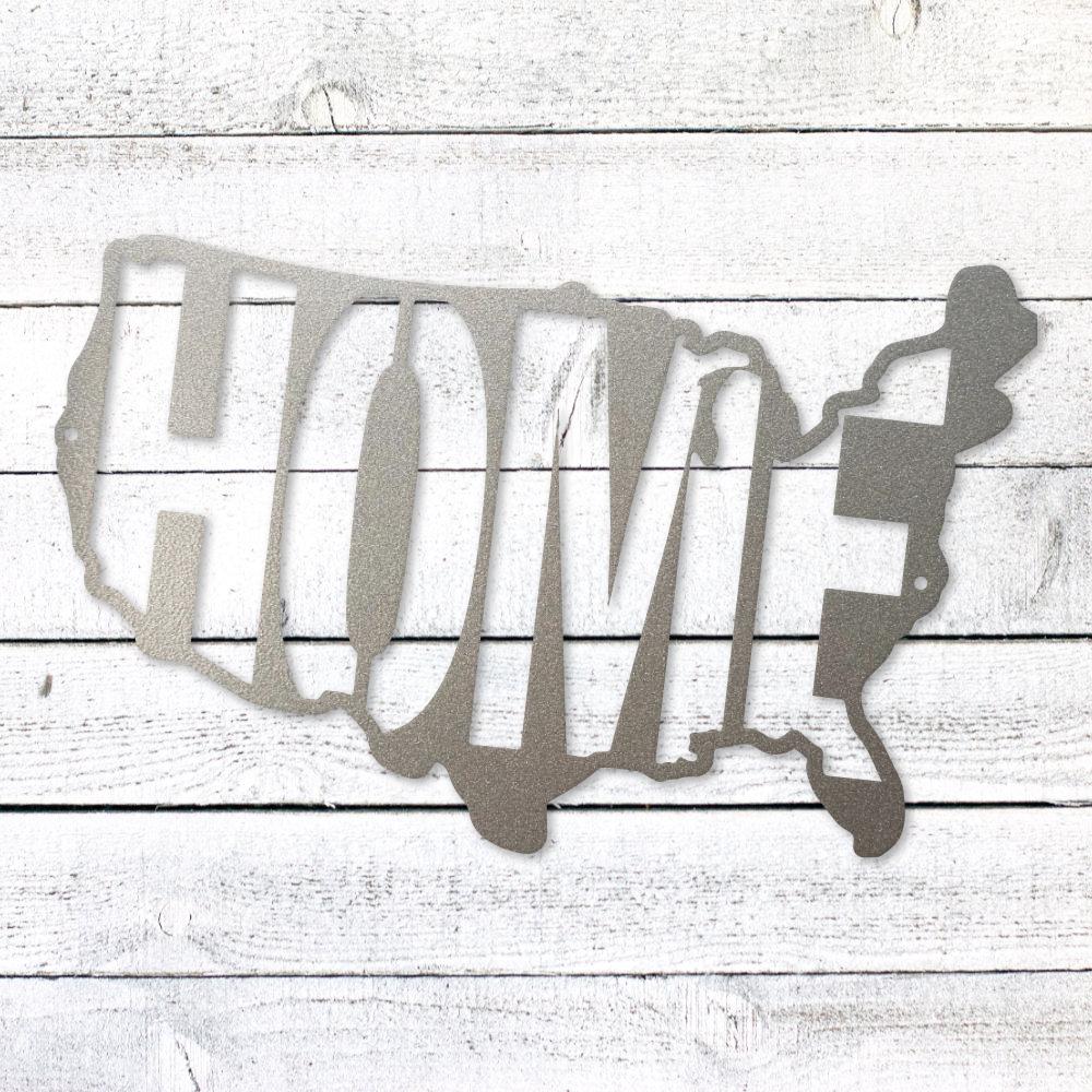 USA Map Home Steel Sign | Patriotic Metal Wall Art | Made in USA