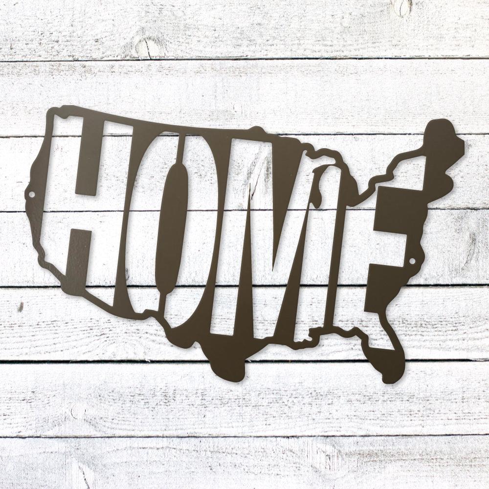 USA Map Home Steel Sign | Patriotic Metal Wall Art | Made in USA