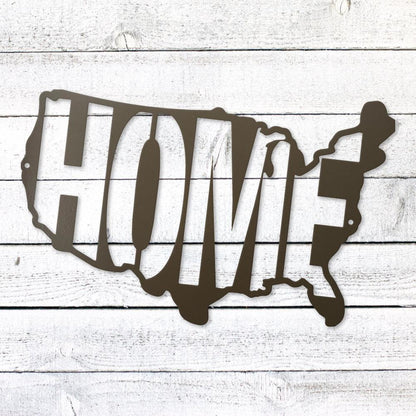 USA Map Home Steel Sign | Patriotic Metal Wall Art | Made in USA