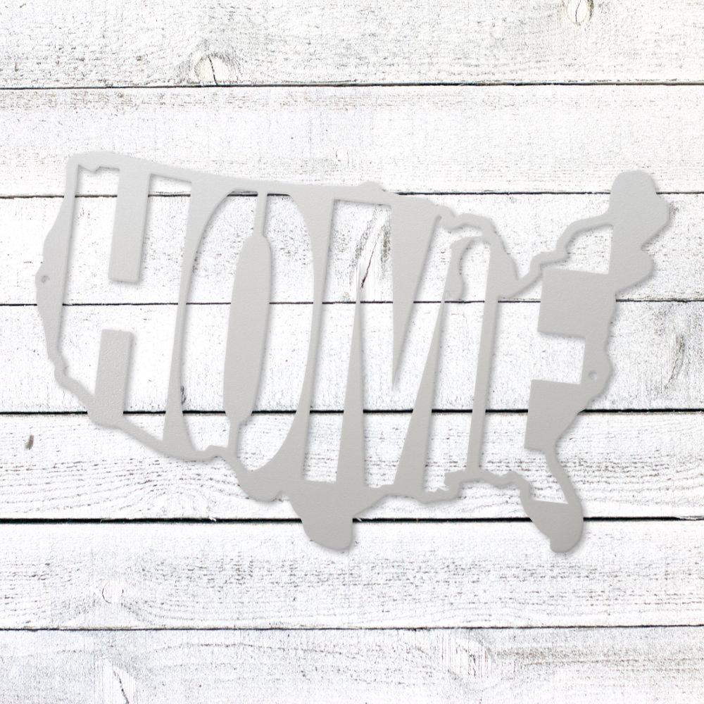 USA Map Home Steel Sign | Patriotic Metal Wall Art | Made in USA