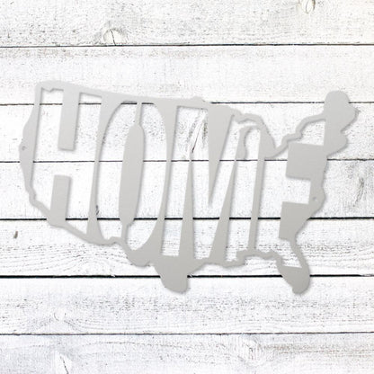 USA Map Home Steel Sign | Patriotic Metal Wall Art | Made in USA