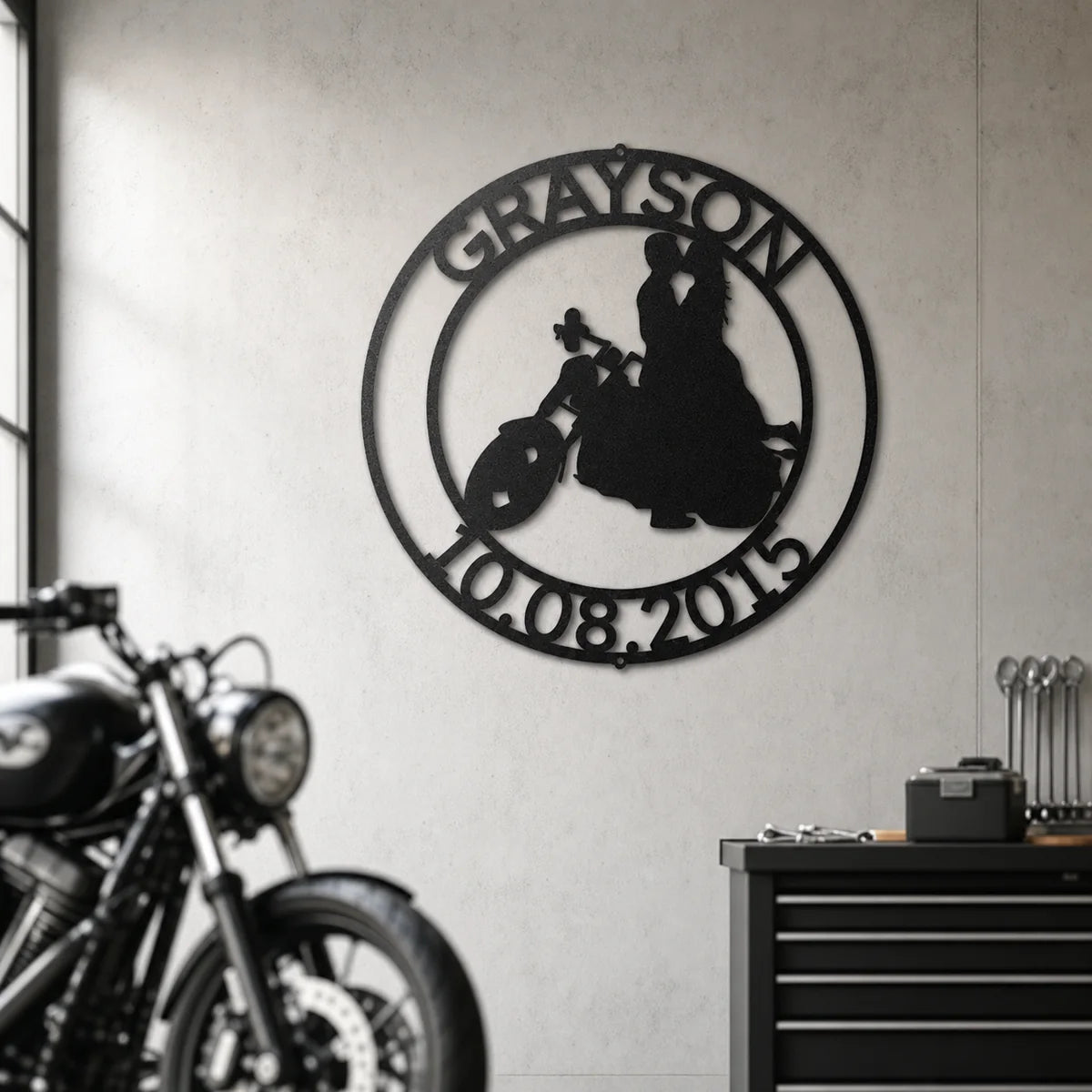 Motorcycle 8 Sign | Personalized Steel Wall Art | Made in USA