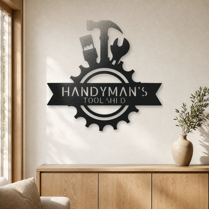 Handyman Shop Monogram Sign | Personalized Steel Wall Art | Made in USA