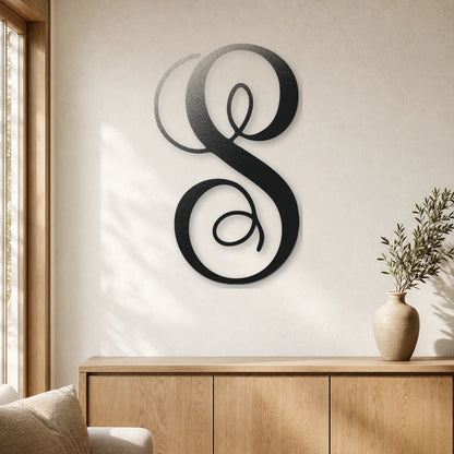 Fancy Initial Monogram Sign | Personalized Steel Wall Art | Made in USA