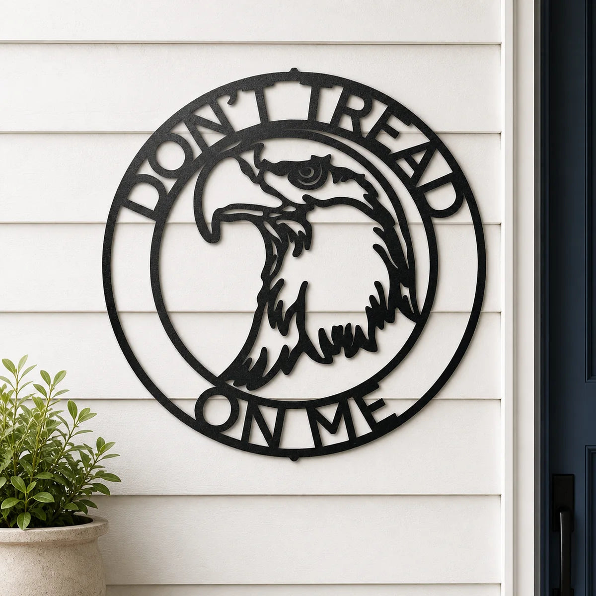 Eagle Head Ring Monogram Sign | Personalized Steel Wall Art | Made in USA