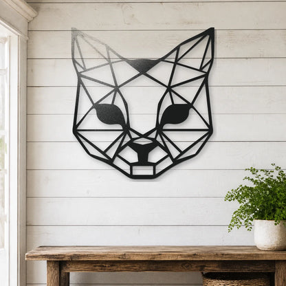 Geometric Cat Sign | Custom Steel Wall Art | Made in USA