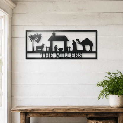 Nativity Monogram Sign | Personalized Steel Wall Art | Made in USA