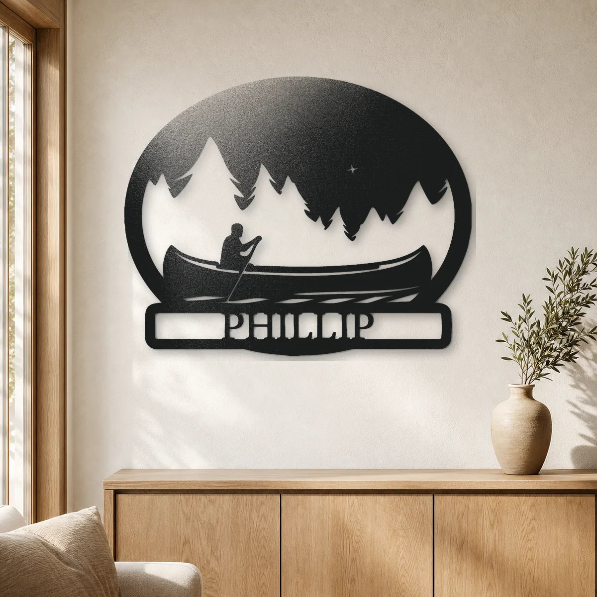 Midnight Rowing Monogram Sign | Personalized Steel Wall Art | Made in USA