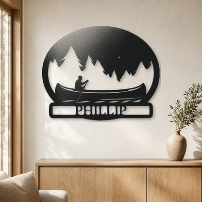 Midnight Rowing Monogram Sign | Personalized Steel Wall Art | Made in USA