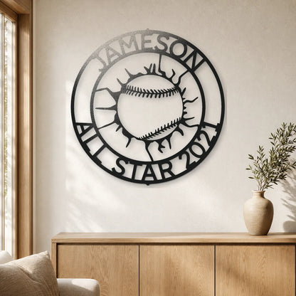 Ball Wall Monogram Sign | Personalized Steel Wall Art | Made in USA