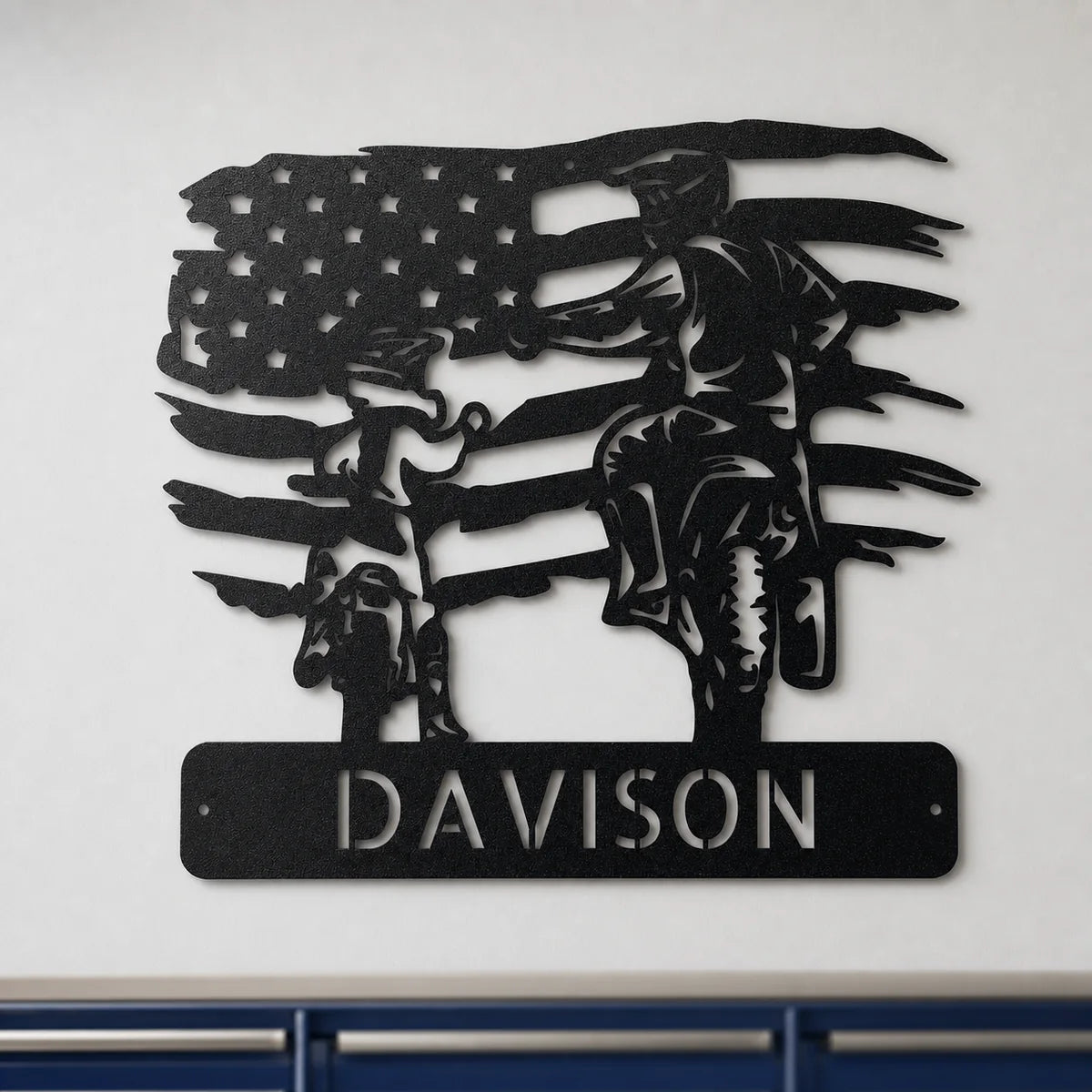 American Motocross Family Monogram Sign | Personalized Steel Wall Art | Made in USA