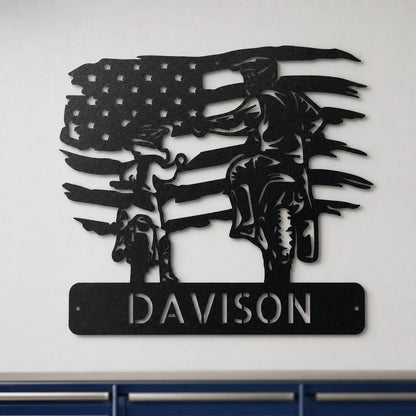 American Motocross Family Monogram Sign | Personalized Steel Wall Art | Made in USA