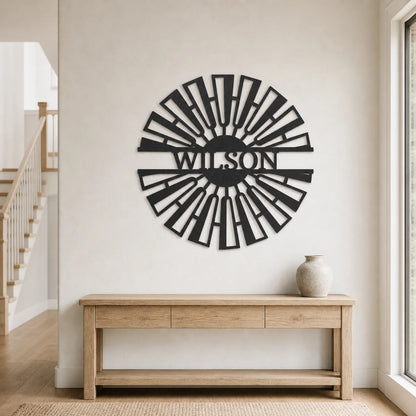 Fancy Windmill Monogram Sign | Personalized Steel Wall Art | Made in USA
