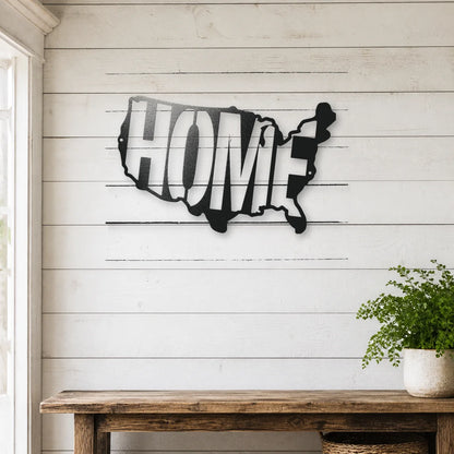 USA Map Home Steel Sign | Patriotic Metal Wall Art | Made in USA