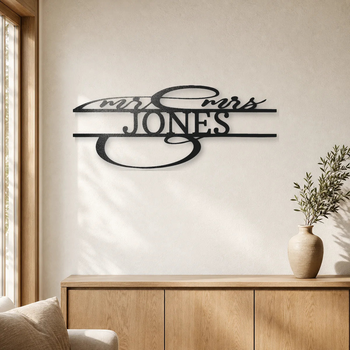 Ornate Mr. and Mrs. Sign | Personalized Steel Wall Art | Made in USA
