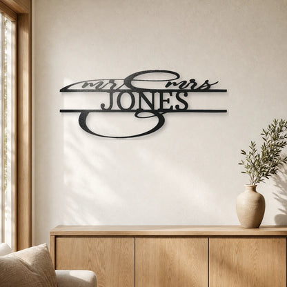 Ornate Mr. and Mrs. Sign | Personalized Steel Wall Art | Made in USA