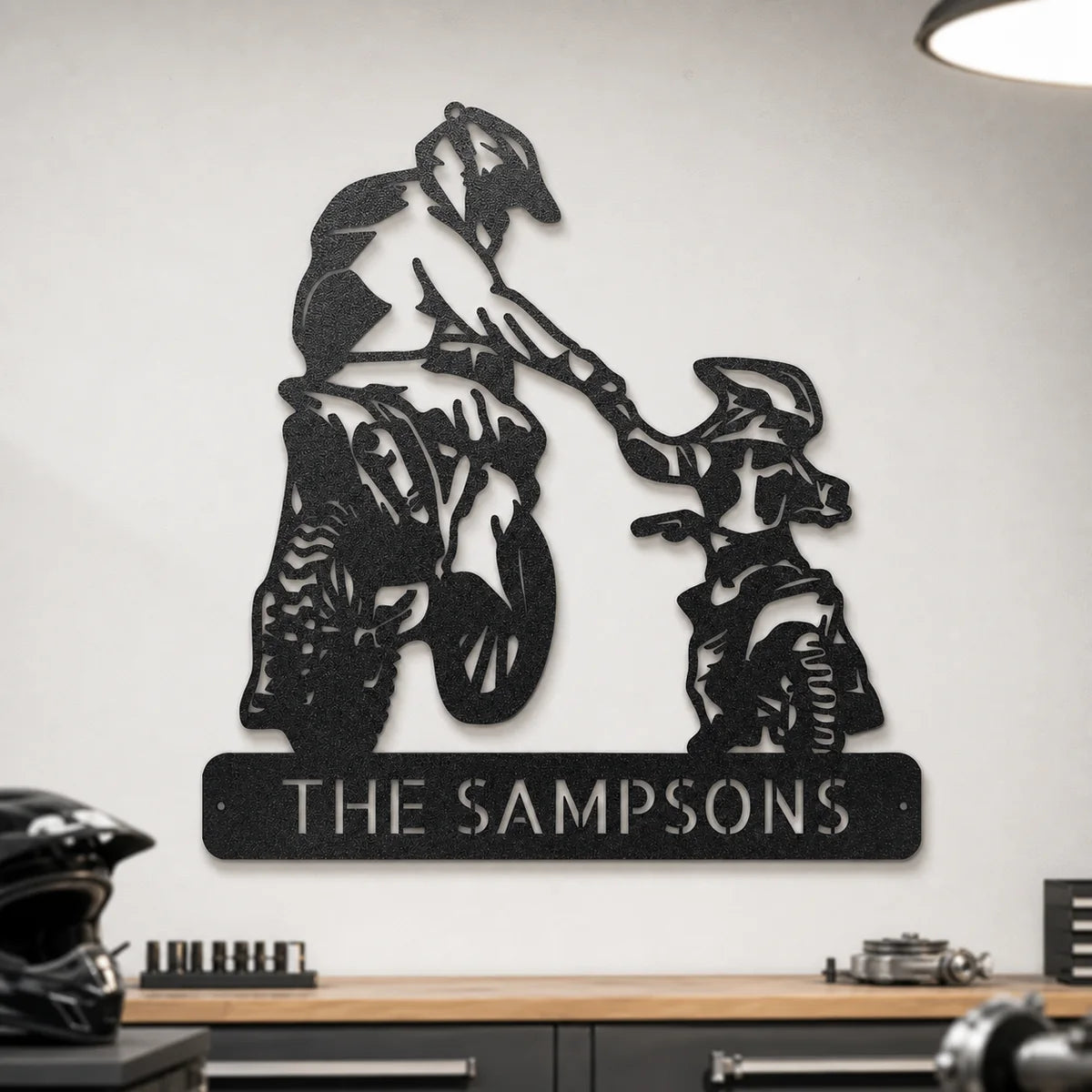 Father and Son Motorcross Monogram Sign | Personalized Steel Wall Art | Made in USA