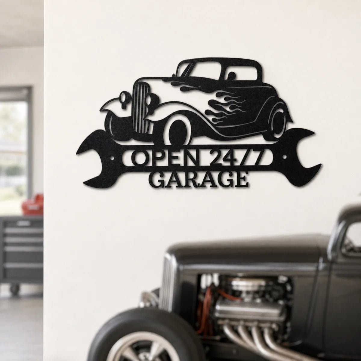 Hot Rod Shop Monogram Sign | Personalized Steel Wall Art | Made in USA