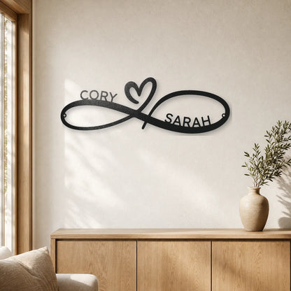 Infinity Love Heart Sign | Personalized Steel Wall Art | Made in USA