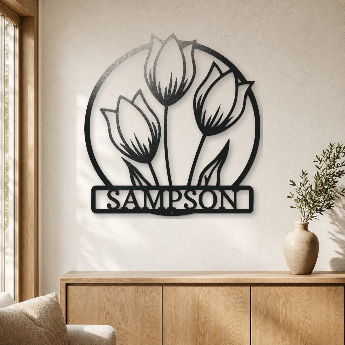 Tulip Wall Art Sign | Personalized Steel Wall Art | Made in USA