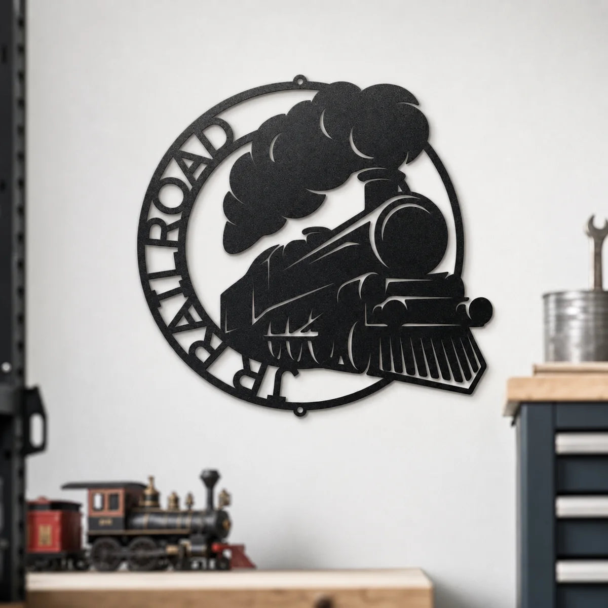 Classic Train Ring Monogram Sign | Personalized Steel Wall Art | Made in USA