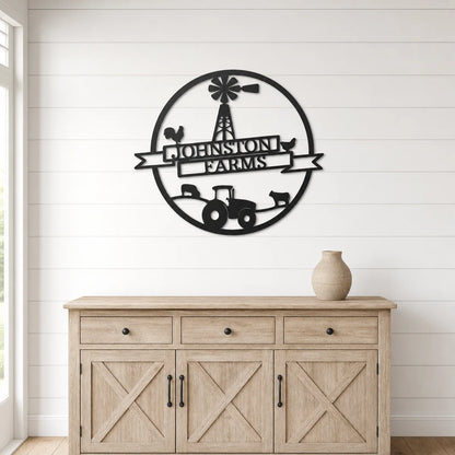 Farm Banner Monogram Sign | Personalized Steel Wall Art | Made in USA