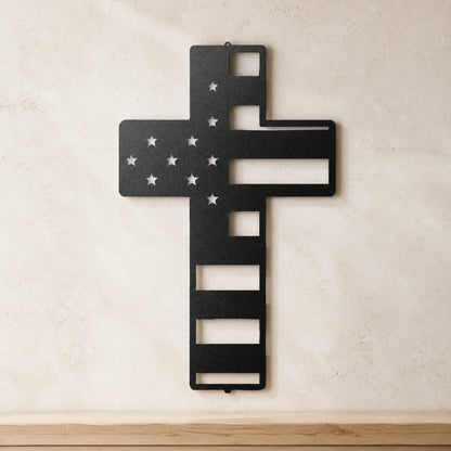 Flag Cross Sign | Custom Steel Wall Art | Made in USA