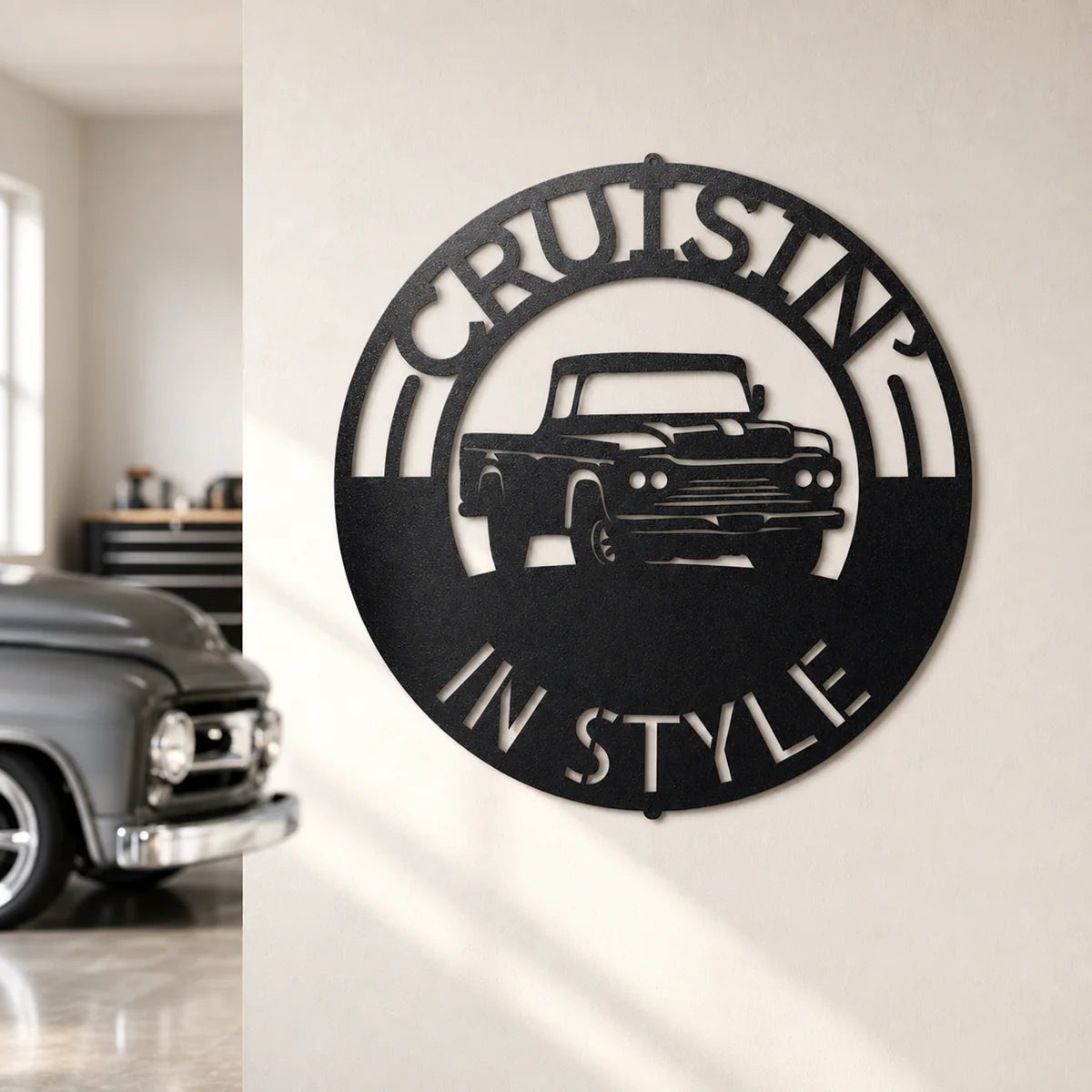 Classic Pickup Truck Monogram Sign | Personalized Steel Wall Art | Made in USA