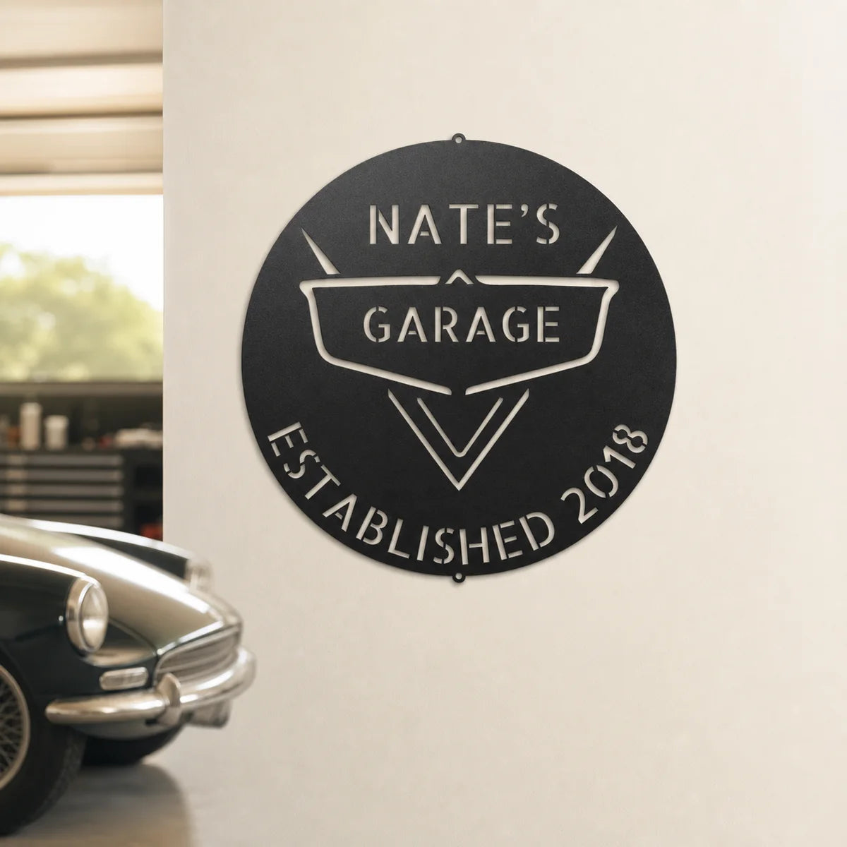 Classic Car Monogram Sign | Personalized Steel Wall Art | Made in USA