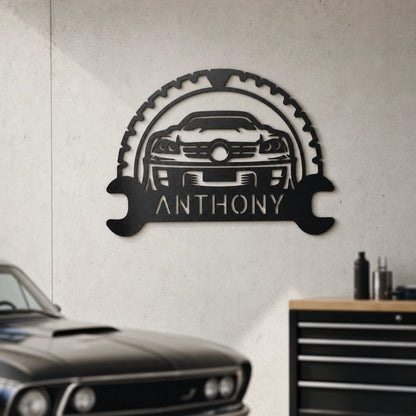 Classic Car Monogram Sign | Personalized Steel Wall Art | Made in USA