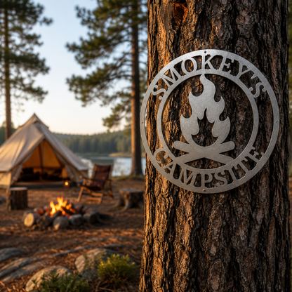 Campfire Monogram Sign | Personalized Steel Wall Art | Made in USA