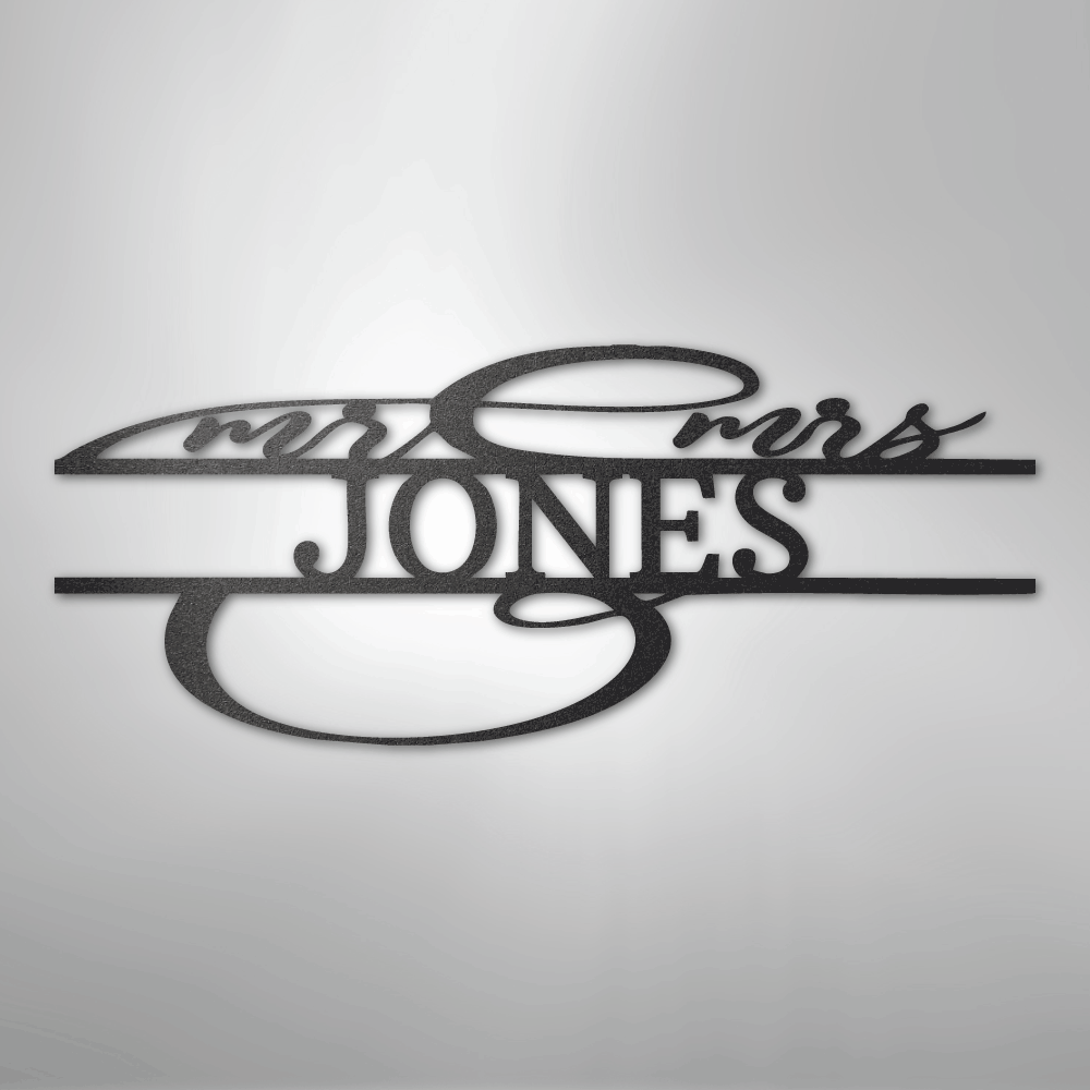 Ornate Mr. and Mrs. Sign | Personalized Steel Wall Art | Made in USA