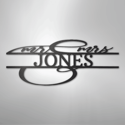 Ornate Mr. and Mrs. Sign | Personalized Steel Wall Art | Made in USA