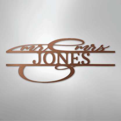 Ornate Mr. and Mrs. Sign | Personalized Steel Wall Art | Made in USA
