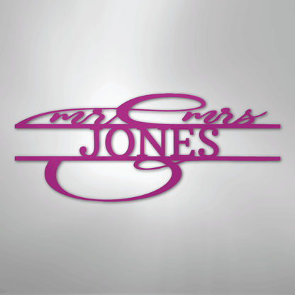 Ornate Mr. and Mrs. Sign | Personalized Steel Wall Art | Made in USA