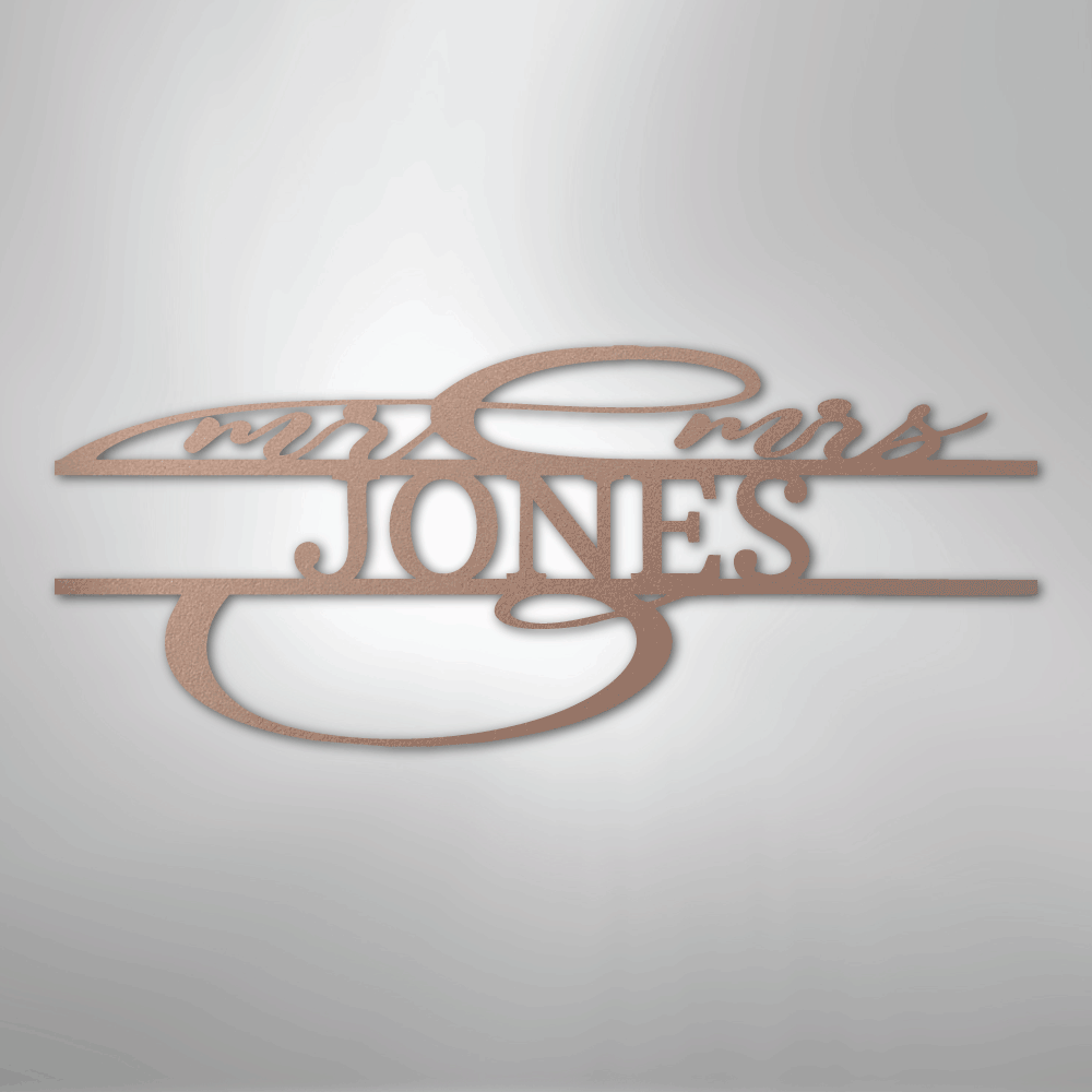 Ornate Mr. and Mrs. Sign | Personalized Steel Wall Art | Made in USA